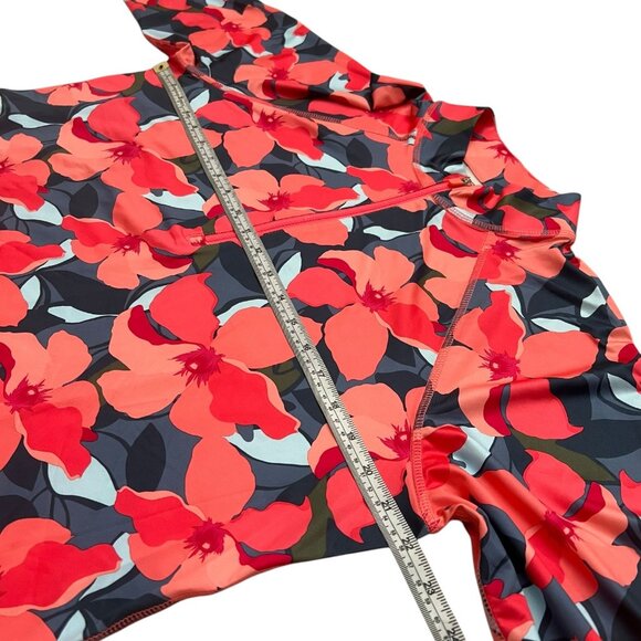 Jofit Womens Floral 1/4 Zip Long Sleeve Pink XL Golf Tennis Preppy Performance - Picture 7 of 9